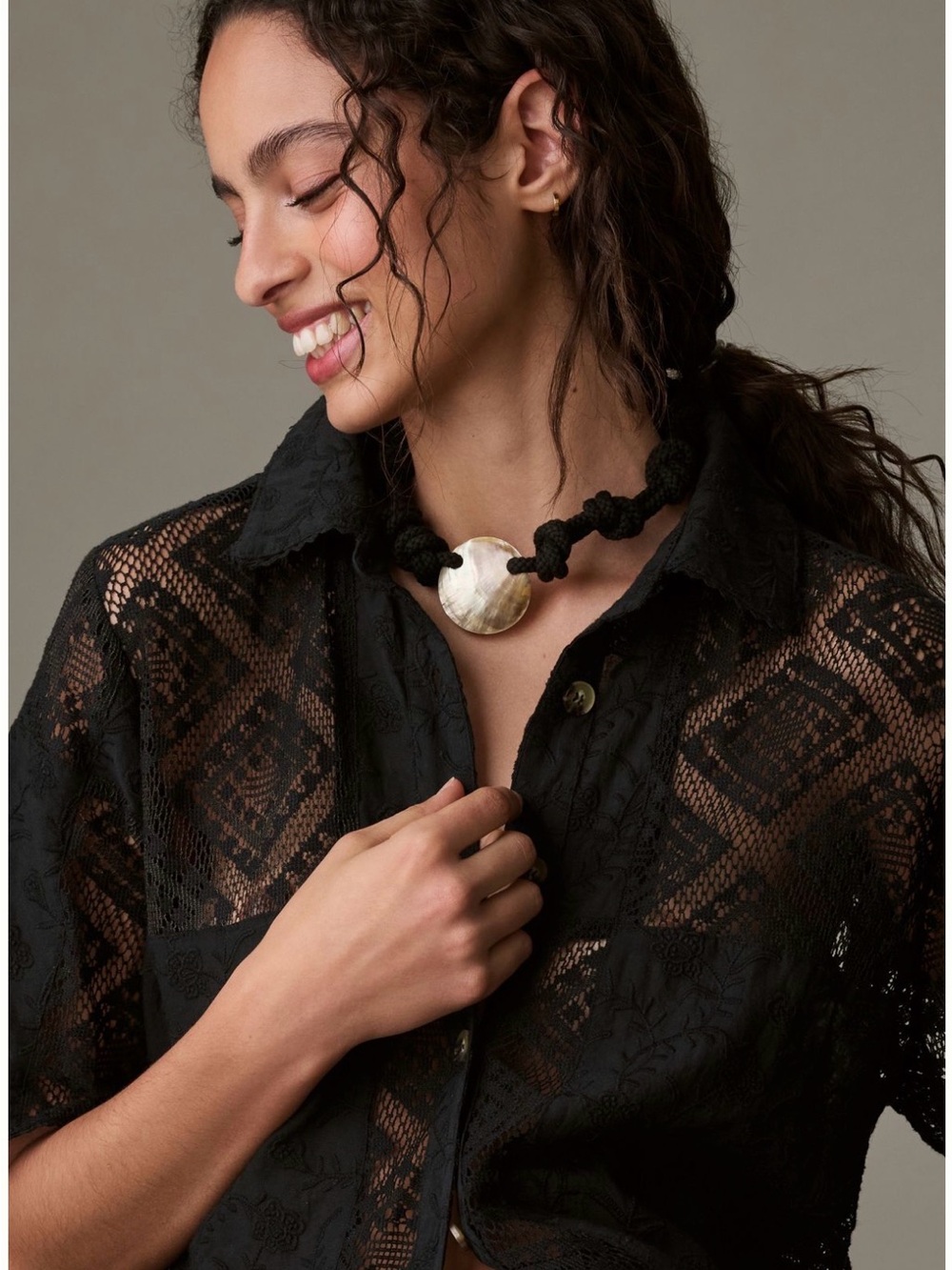 FARM Rio Black Sheer Floral Lace Top - Picture 3 of 11